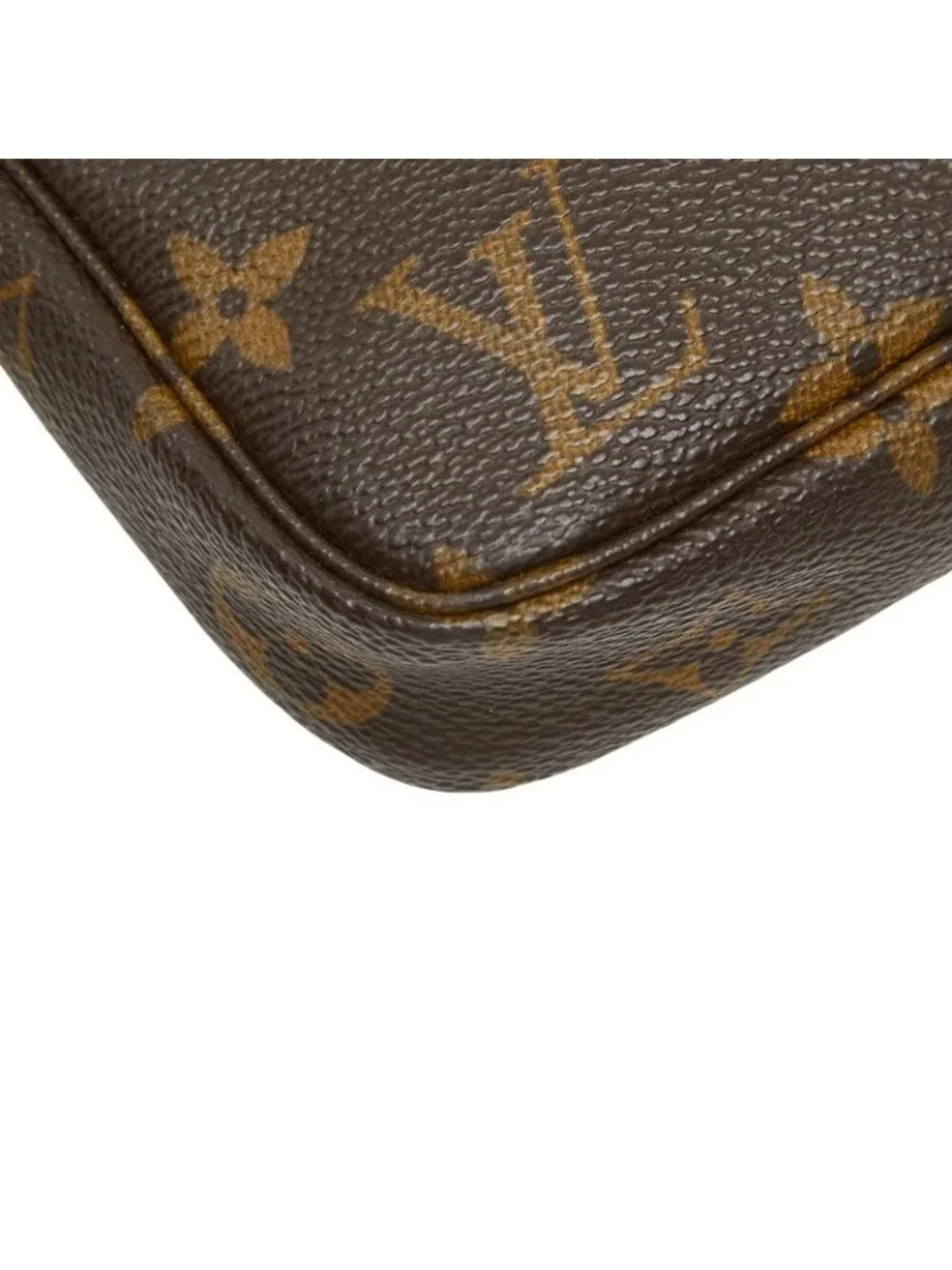 Louis Vuitton Monogram Pochette Soirle Handbag Pouch Brown Leather